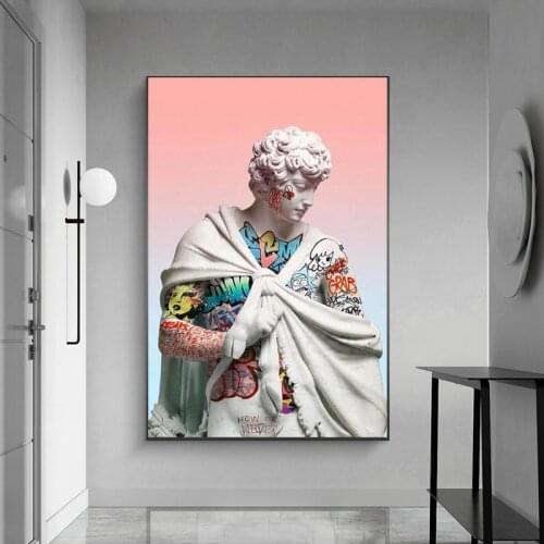 David Canvas Paintings Vaporwave Sculpture David Canvas Art Posters Graffiti Art Of on the Wall Street Art Picture Wall Decor