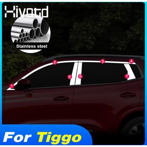 Hivotd Window Trim Cover Stickers Car Modification Stainless Steel Exterior Decoration Accessories Parts For Chery Tiggo 4 2020