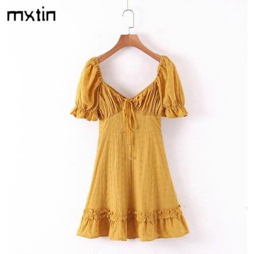 Желтые летние платья Mxtin China At AliExpress