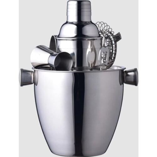 OAPE 1500ml Ice Bucket 350ml Cocktail Shaker Accessories Set Stainless Steel Bartender Kit Wine Set Utensils Shaker Bar Tools