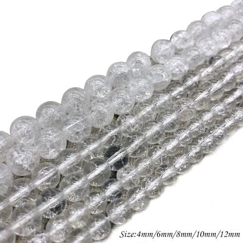 Natural Stone White Crystal Quartz Round Loose Charm BeadsFitMulti-purpose Jewelry Making 4 6 8 10 12 MMPick Size J263