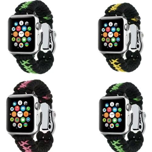 Paracord Survival Rope Nylon Bracelet For Apple Watch strap Series 6 5 40mm 44mm belt for Apple Watch Band series 4 3 2 1 38 42