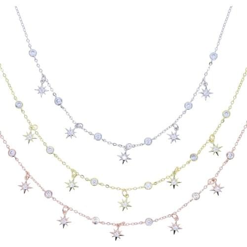 2021 New Arrive Drop Charm CZ Station CZ Northstar Charm Choker Necklace Women Valentines Day Gift Delicate Trendy Jewelry