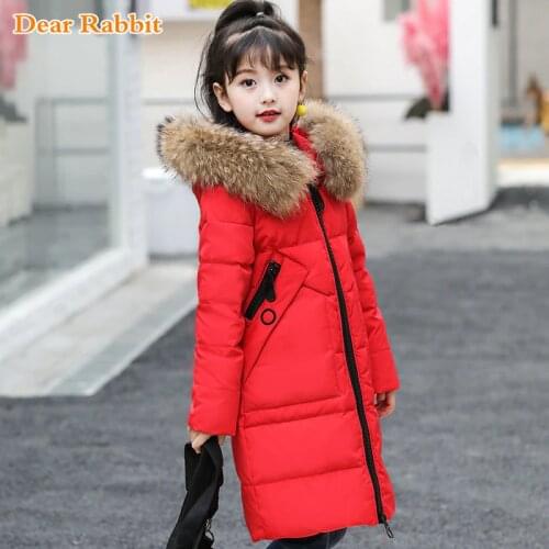 -30 degrees Girls clothing warm Down jacket for girl clothes 2021 Winter Thicken Parka real Fur Hooded Children Outerwear Coats