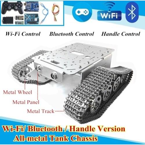 Wifi/BT/PS2 Control All-metal Robot Tank Chassis Metal Intelligent Crawler Tank Chassis Aluminum Alloy Frame DIY Arduino