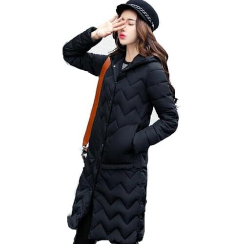 Casual Autumn Winter Women Medium-Long Parkas 2018 Fashion Hooded Single Breasted Down Cotton Jacket Women Padded Jacket Q463