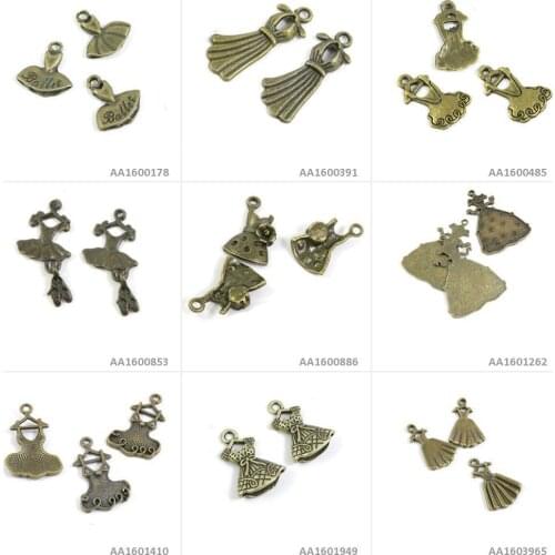 Antique Bronze Tone Jewelry Making Charms Dresses Dress Evening Ballet Costume Skirt Bracelet Pendant Necklace