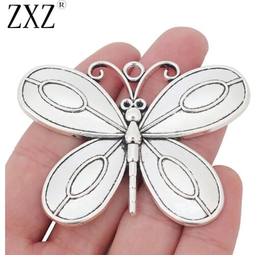 ZXZ 2pcs Large Butterfly Charms Pendants for Necklace Jewelry Making Findings 68x51mm
