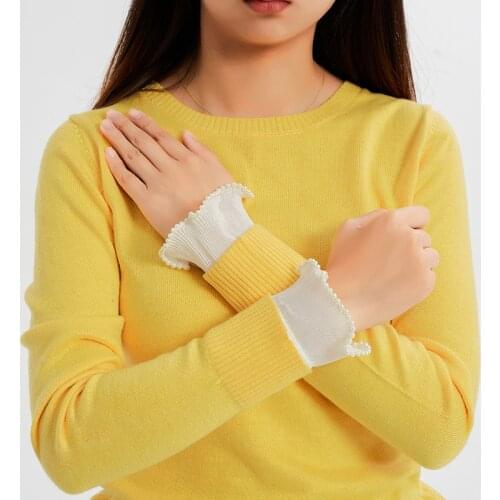 1 Pair Solid Color Girls Fake Flared Sleeves for Women Lace Pleated Detachable Sleeve Fake Cuffs Female False Cuffs Accessory