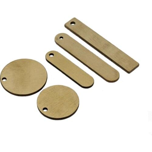 1 Pcs Solid Brass Keyrings Pedant Stuff and Animal Anti-lost for contacting Laser printing brass bar Leather craft DIY accessory