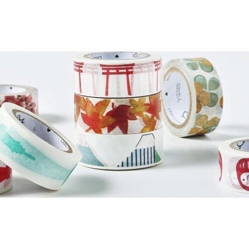 1pcs Factory Wholesale Stickers Cherry Blossom Mt.Fuji Japanese Paper Tape Creative Artistic Tokyo Letter Stickers M.Fr