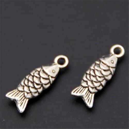10pcs Tibetan Silver Color Small Fish Charm Pendants Handmade Ocean Jewelry Accessories Making Bracelet DIY A2543