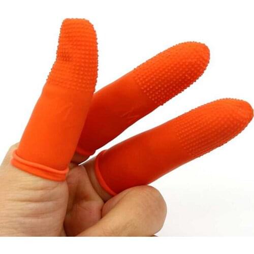 100PCS Dust Free White Orange Nail Art Latex Rubber Finger Cots Protector Gloves Nails Tools for Women Girls Beauty Accessories