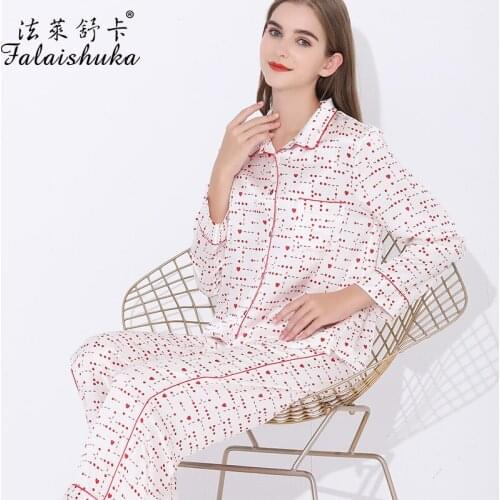 19 momme 100% genuine silk pajamas sets women sleepwear Korean Elegant sweet loving hearts silk womens pyjamas T8265