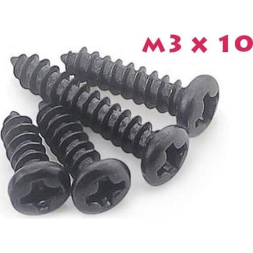 2000PCS M3*10 M3X10 BK Carbon Steel Philips Cross Head Screw Self Tapping Round Head Screw Electronic Screws