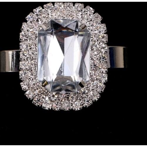 2018 Promotion Stocked Metal Gold Napkin Rings 12pc New Diamond Napkin Ring Serviette Holder Wedding Banquet Dinner Decor#nr002