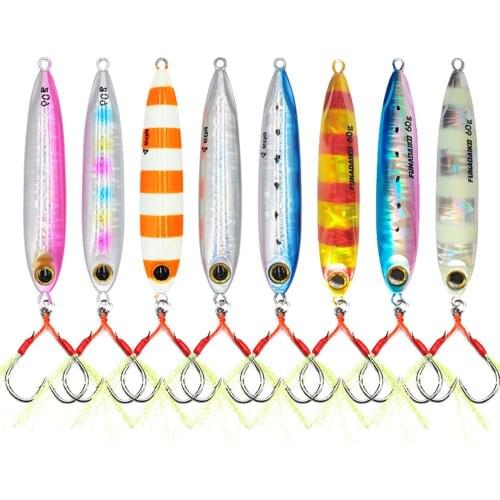 5PCS Deep sea Fishing Jigging Glow zebra Slow Jig Jigbait Spoon Lure baits 30/40/60g