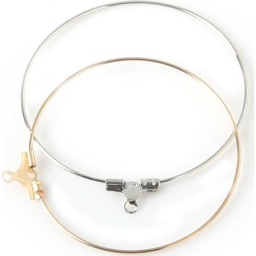 50 Gold/Rhodium Plated Wine iron Charm Rings/Earring Hoops 40mm Brass Jewelry Findings for DIY fashion
