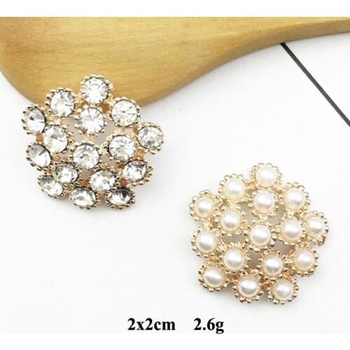 50pcs Flower Buckle Crystal Rhinestone Bright strass Flatback Button Garment Ornament Wedding Brides Hairpin Hair Clip Decor