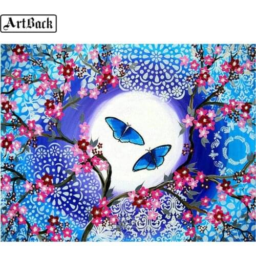 5d diamond painting flower blue butterfly full square & round diamond embroidery animal sticker 3d resin mosaic art 30x40cm