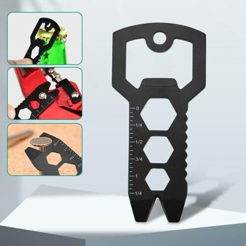 6 In 1 EDC Set Stainless Steel Outdoor Mini Multi Tool Shape Slotted Bottle Opener Keychain Pocket Repair Survival Hiking