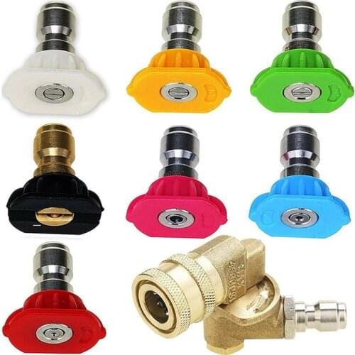 7pcs Power Washer Spray Nozzle Tips and 1pcs Quick Connecting Pivoting Coupler 1/4 inch B88