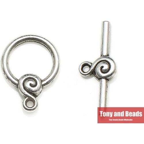 8Sets=1Lot ! ) Jewelry Finding Tibetan Silver Smooth Ring Connector Toggle Clasps For Jewelry Making Craft EW63