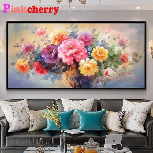 5d Full Square/Round DIY diamond embroidery colorful chinese flowers large size cross stitch Diamond Painting
