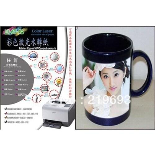 Free shipping, A4 size white color background laser water slide paper