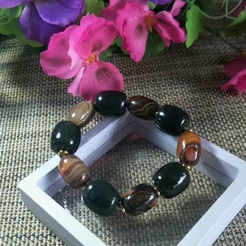 Natural Hetian Jade Bucket beads and Agate Casseroles Jade Bracelet Jewelry Fine Jewelry Lucky Auspicious Amulet Jade Bracelet