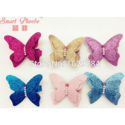 Boutique 30pcs Fashion Glitter Cute Butterfly Gemstone Hairpins Kawaii Cartoon Hair Clips Hair Accessories Princess Headwear