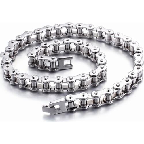 SDA Cool 316L Stainless Steel Biker Chain Necklace Men Women Simple Motorcycle Chain Jewelry 10mm Wide High Polish