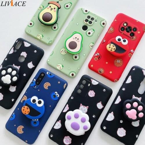 3D Cute Cartoon Phone Holder Case For Xiaomi Poco X3 Nfc X3 Pro M3 Pro Phcophone F1 Redmi Note 9 7 8 Pro Mi 9 SE 8T Stand Cover