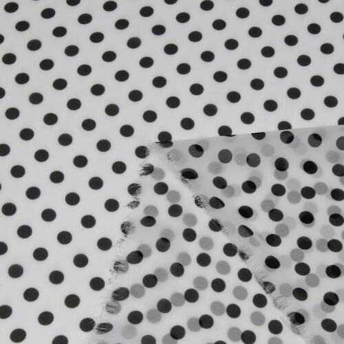 Black polka dot print on white Polyester fabric 120g/meter 150cm width,MF018