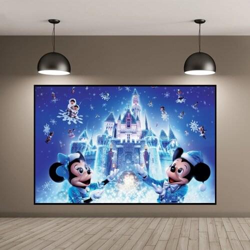 Disney Cartoon Mickey and Minnie Celebrate Christmas Art Posters and Prints Canvas Paintings Wall Art Pictures for Living Room