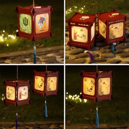 DIY Portable Hanging Lantern with LED Light Lamp for Chinese New Year Spring Festival Mid-Autumn Festival Home Decoration