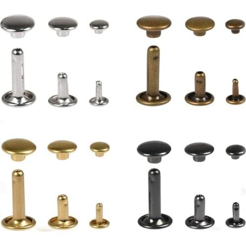 6~10 mm Diameter Nickel Gunmetal Gold Round Domed double cap rivets Purse Feet Studs Bag Shoe Clothing Accessories 1000 sets/lot