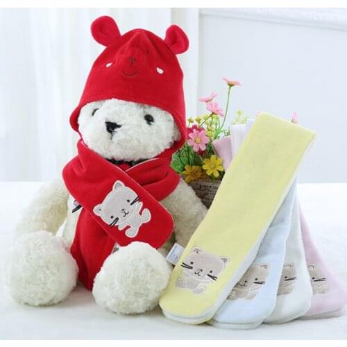 Baby scarf newborn double layers children boy and girls accessories scarf kids clothes long scarf for baby wear cat embroidery