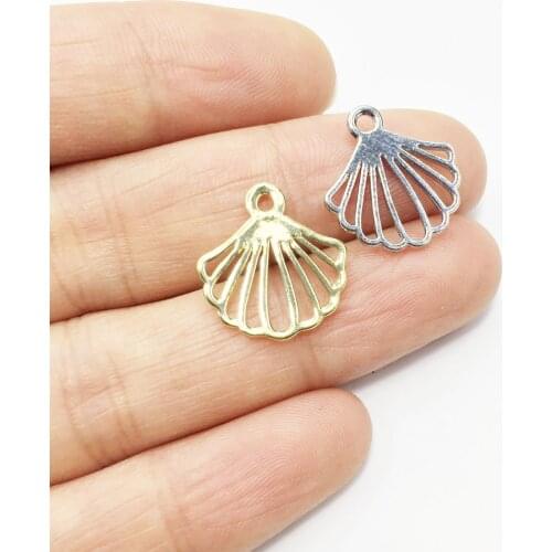 Eruifa 20pcs 16*18mm Tiny Flat Shell Zinc alloy Jewelry DIY Charms Pendant 2 Colors