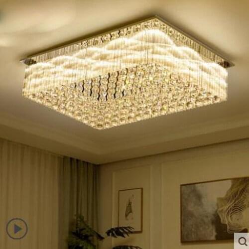 Crystal lamp living room ceiling lamp rectangular modern minimalist atmosphere home hall bedroom restaurant room lamp led lamps