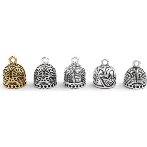 10pcs Antique Silver Color 12mm Cap Filigree Charms Tassel End Caps Bead For Bracelet Necklace DIY Jewelry Findings Making