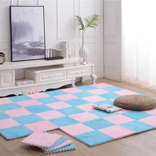Splicing Carpet Foam Floor Mats Plush Soft Carpet Split Bathroom Non-Slip Carpet Childrens Room Puzzle Crawling Mat
