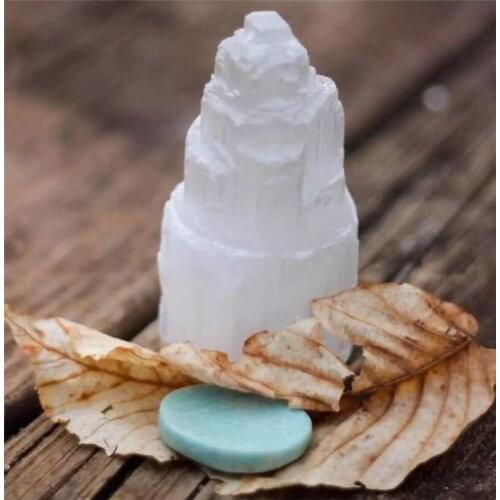 Beautiful White Mini Selenite Skyscraper Selenite Tower Gypsum Crystal Point for Home Decoration Furnishing Articles gift