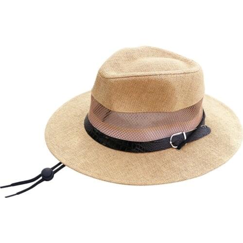 2018 Hot Summer Bucket Hats for Men Outdoor Fishing Wide Brim Sun Hats Fisherman Cap Sombrero Boonie Hat with Windproof Rope