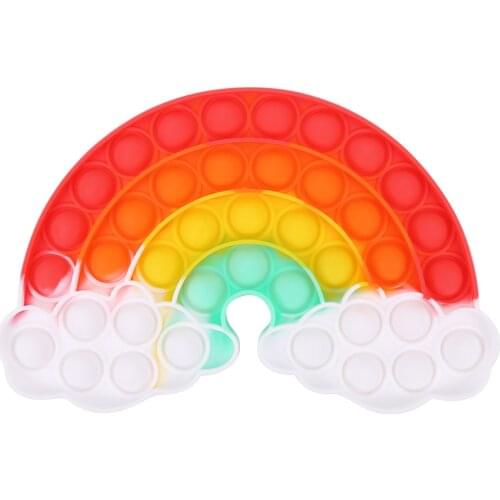 Hot New Rainbow Silicone Toys Autism Push Bubble Sensory Toys Interactive Desktop Game Toys Mental Arithmetic Toys