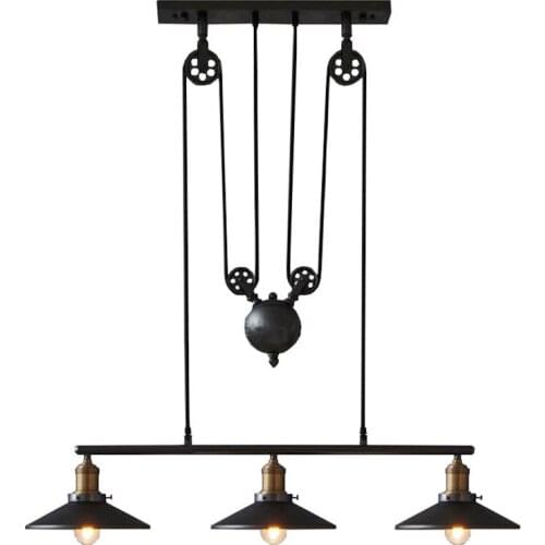 Loft Nordic Industrial Retro Pulley Telescopic Chandelier