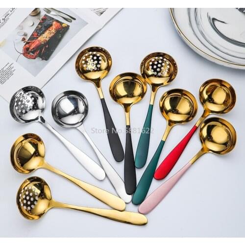 Stainless Steel Soup Spoon Colander High-end Household Creative Thickening Communal Meal Drinking Soup Spoon Porridge Spoon