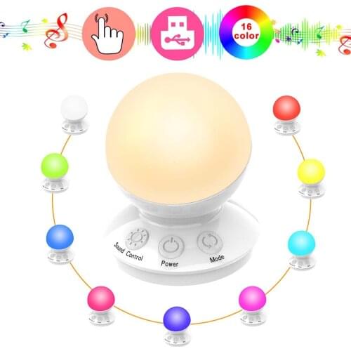 Voice-activated RGB Small Table Lamp LED Night Desk Bulb Decorative Atmosphere Light Home Party 5 Levels Brightness LED Light