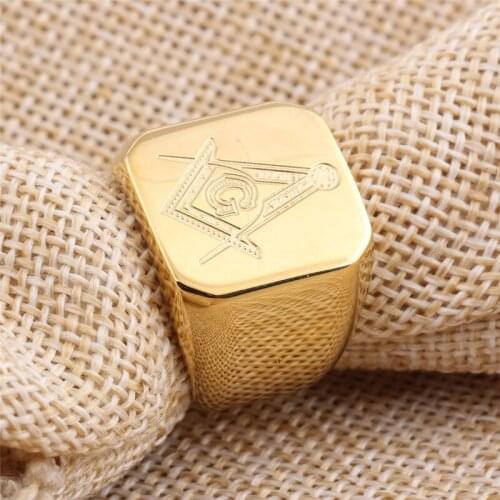 KURSHUNI 316L Stainless Steel Masonic Ring for Men, master masonic signet ring, free mason ring jewelry High Quality Gifts