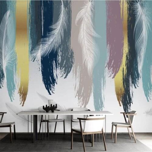 Customized 3D Mural Wallpaper Nordic Feather Warm Female Bedroom Living Room Background Wall Decoration Luxury Wallpaper